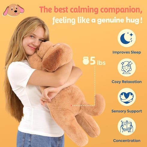 25.6 inch 5 lbs PEACH CAT Golden Retriever Dog Weighted Stuffed Animals Large Weighted Plush Soft Puppy Plushies Toys