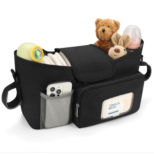 Accmor Universal Stroller Organizer with Insulated Cup Holder, Stroller Caddy Bag Accessories, Stroller Cup Holder