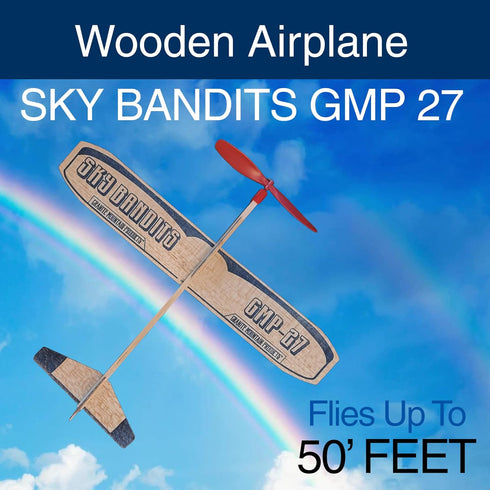 Balsa Wood Airplane Kits - Set of 4 Wooden Airplane Toys, 2 Rubberband Powered and 2 Glider Planes