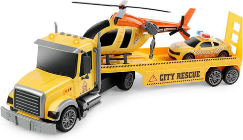 Dwi Dowellin 27" Large Friction Powered Tow Truck Toy with Car and