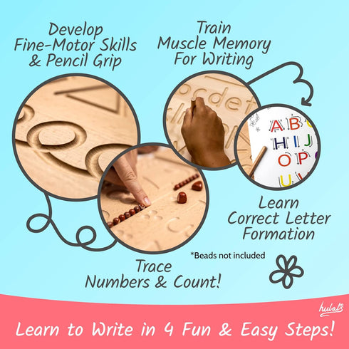 3-5 3 Hulats Learn to Write - Number & Letter Tracing Boards for Kids Ages - Wooden Alphabet Learning Montessori Year