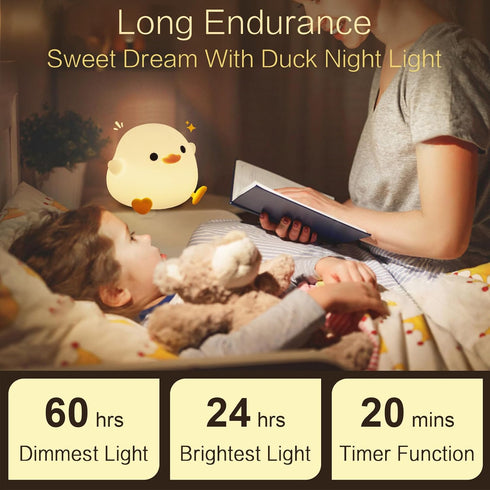 Dimmable YR YRHH-PET Cute Duck Night Light, Dodo Duck Cute Lamp, Bean Shape, Kids Squishy Ducky Stuff, Silicone Baby