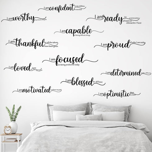 Epakh 2 Sheets Black Motivational Wall Stickers Decor, Inspirational Quote Vinyl Decal Art for Living Room, Bedroom,
