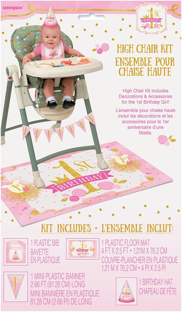 Stunning Pink & Gold First Birthday High Chair Decorating Kit - Perfect