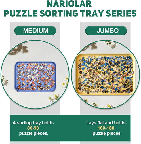 6 Pack Extra-Large Puzzle Sorting Trays, Stackable 16.9" x 12" Sorter for 2000/3000/5000 Puzzle Pieces