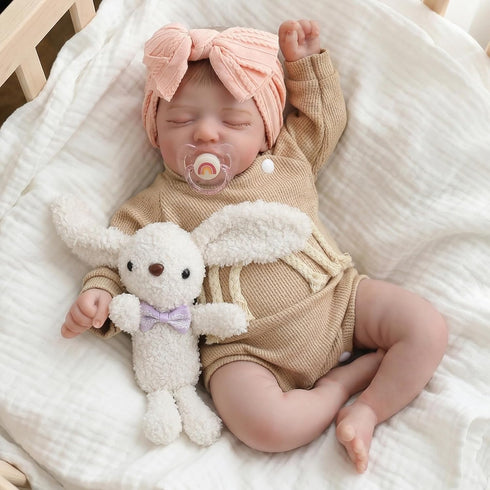 Dolls-20 inch 3 KSBD Realistic Reborn Baby Sleeping Lifelike Newborn Real Life Baby Dolls, Soft Cloth Body with Feeding