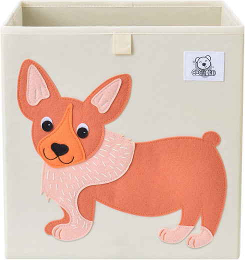 CLCROBD Foldable Animal Cube Storage Bins, Fabric Toy Box/Chest/Organizer for Toddler/Kids Nursery, 13 inch (Dog)