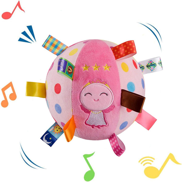 Baby Colorful Tag Ball, Soft Plush Rattle Toy for Early Educational, Multi Sensory Toy for Infants