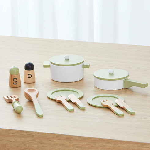 Set Teamson Kids - Little Chef Frankfurt Wooden Cookware Play Kitchen Accessories for Toddler Boys and Girls, Cookware