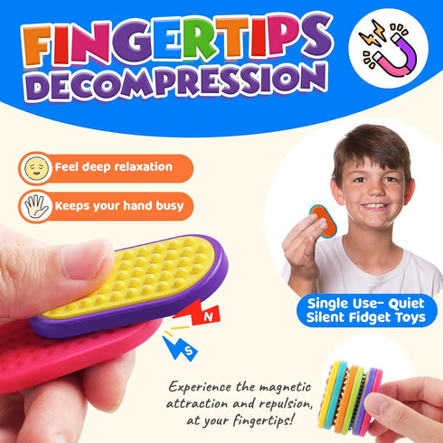 18-Pack Sensory Fidget Magnet Toys for Kids: Textured Silicone Magnetic Sliders for Autism Children Classroom Must