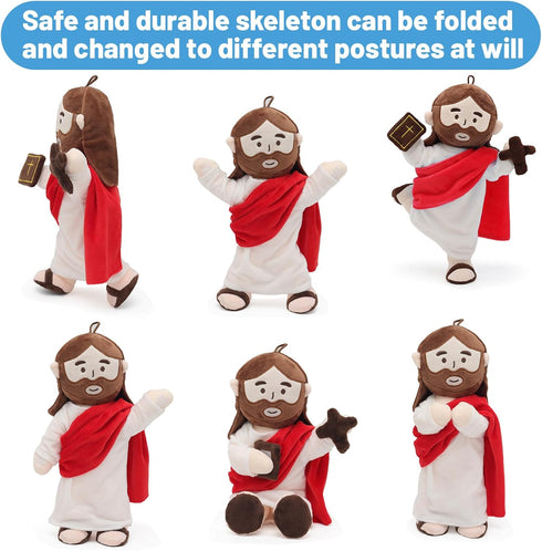 13.4" Yelakey Jesus Plush Doll with Jointed Skeleton Jesus Plushie Poseable Jesus with Removable Accessories Easter