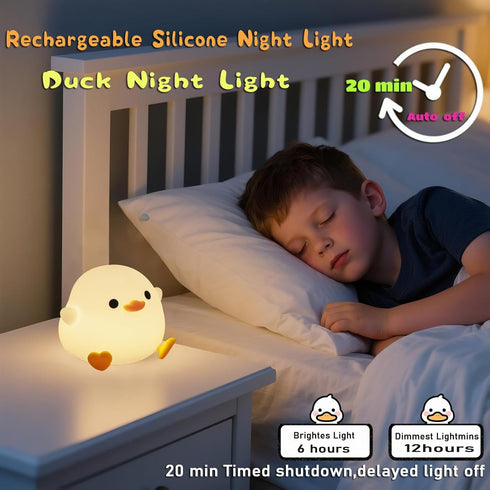 Lamp,2 Dimmable HAPPYBAG Cute Pea Duck Night Light,Duck Levels Silicone Ducky Light,LED Squishy Animal Light for Kids