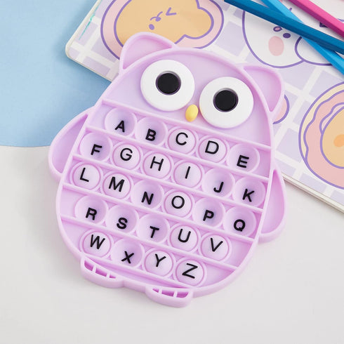 Push Pop Bubble Fidget Sensory Toy, Silicone Stress Relief Popping Toy, ABC Alphabet Owl Shaped Educational Learning