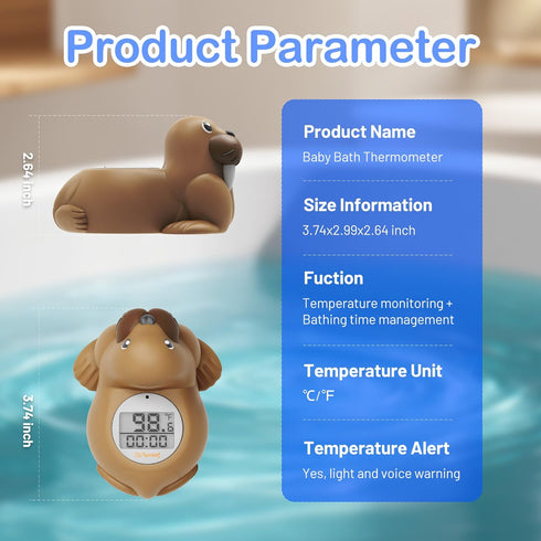 Baby Bath Thermometer for Bathtub, Room|Water Temperature, Baby Bath Floating Toy|Kids Bathroom Safety, Digital LCD