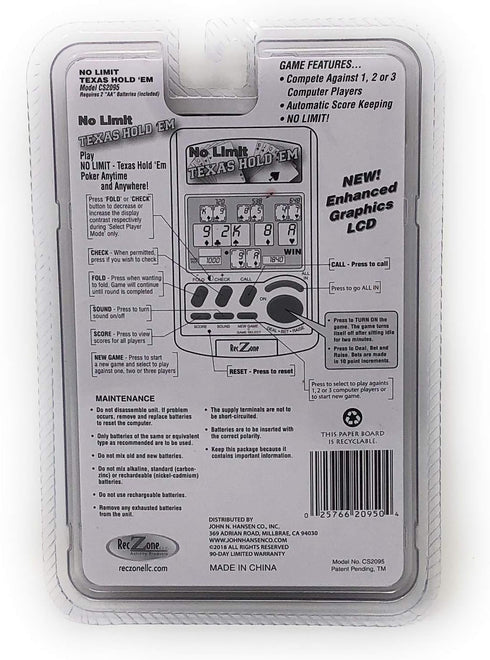 No Limit Texas Hold'em Handheld Video Game