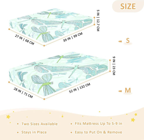 Dragonflies489 Blueangle Fitted Crib Sheet Standard Baby Crib Toddler Mattress - Cotton Soft Breathable Crib Sheets