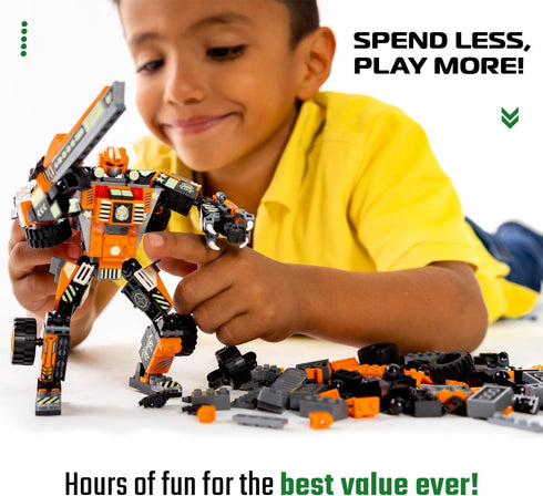 JITTERYGIT Mech Robot Soldier Glow in The Dark Bricks Toy STEM Gift Set - Cool Military Holiday Present for Boys,
