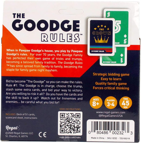 Regal Games The Goodge Rules Fun Card Game Set, 3-4 Player Card Games for Adults, Kids, Teens, Travel Playing Cards