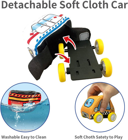 oeleoyi 1 3 Soft Cars Toys with Voiced Playmat for One Year Old Toddler, Birthday Gifts for Infant to Years Boys