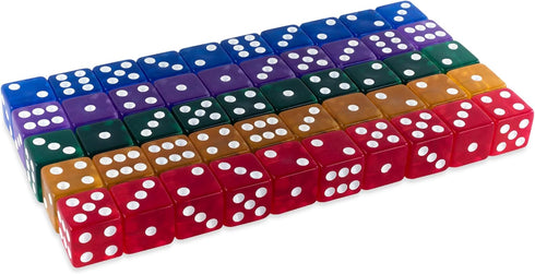 Super Z Outlet Standard 16mm Dice, Translucent Multi-Color, 50pk