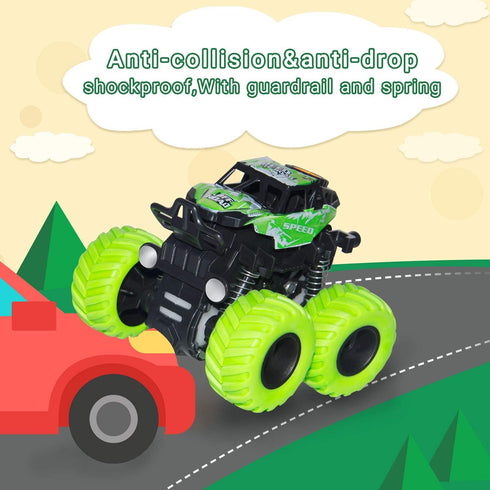 LONANDY 4 Pack Monster Truck Toys - Friction Powered Push and Go Toy Cars, Stunt Toy Vehicles for Kids Ages 3+