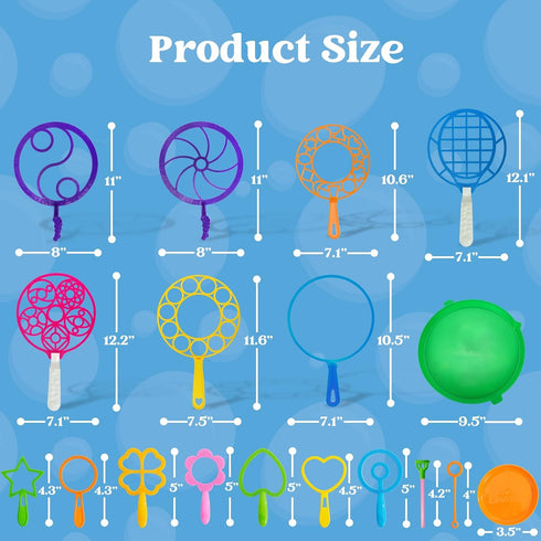 JOYIN Big Bubble Wands Set, 18 Pcs Giant Bubble Maker with Tray, 12" Large, Summer Outdoor Activity Party Favors