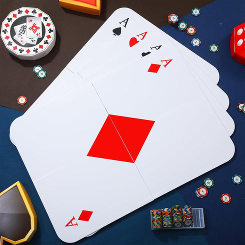 4 Pcs Jumbo Playing Cards - 2.62 ft Tall Giant Deck of Cards for Oversized Casino Theme Party Decorations