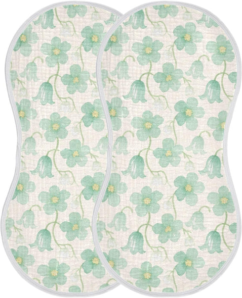 decor gift 4 Pack 22x11in Cotton Newborns Burp Cloths Easy Care Mint Green Flowers Baby Rags for Unisex Babies