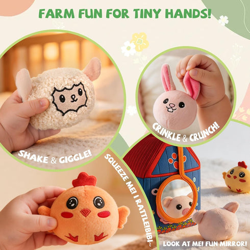 6-12 1-3, SAIMAND Baby Toys Months, Barn with Stuffed Farm Animals, Montessori Toy for Babies, Sensory Toys