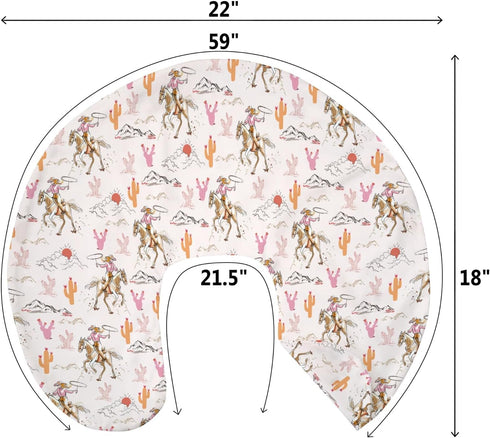 Sunset Cute Pink Cowgirl Nursing Pillow Covers for Girl Western Cowgirls Horse Cactus Mountain Nursery Slipcovers
