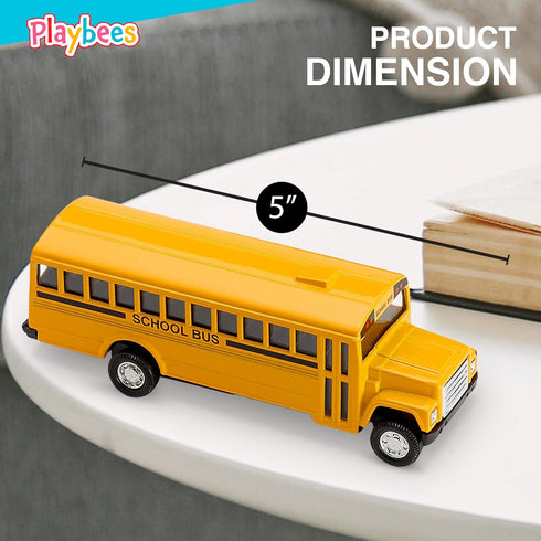 Pullback Diecast School Buses - 2 Pack - Yellow Metal Toys with Write-On Surfaces - Perfect Party Favors, Gifts, and School Memories for Little Boys and Girls - 5 Inch