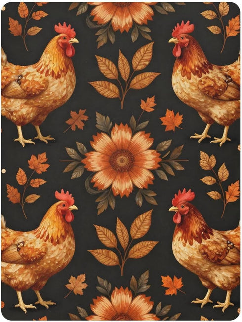 CZXW 52" 28" Rooster Hen Floral Design Crib Sheets Fitted x Natural Cotton Soft & Breathable for Baby Crib Mattress