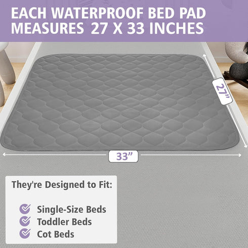 2000ml 33" 27", Lynmark Toddler Potty Training Bed Pads - Soft Waterproof Bedwetting Pee Protector Mat for Kids