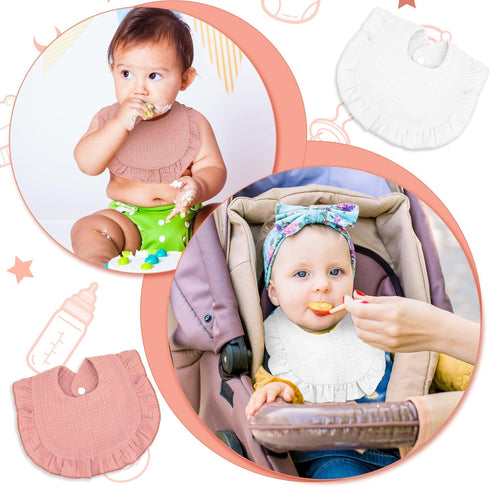 10 Pcs Soft Adjustable Baby Muslin Bibs for Newborn Baby Girl Boy Toddlers Infants Teething Drool Bandana