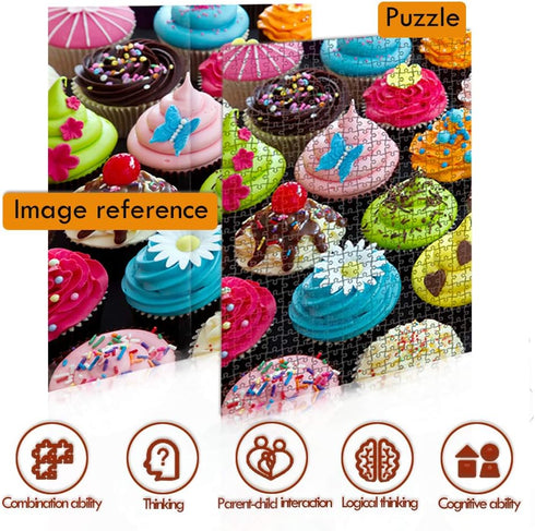 500 Pieces Assorted Cupcake Jigsaw Puzzle for Adults and Kids, Big Size Gift Idea