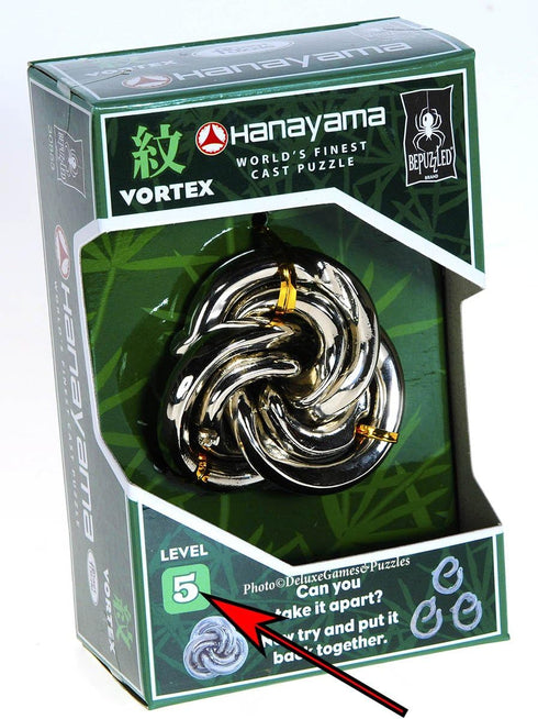 Vortex Hanayama Puzzle, Level 6 Difficulty, Bonus RED Velveteen Pouch Included