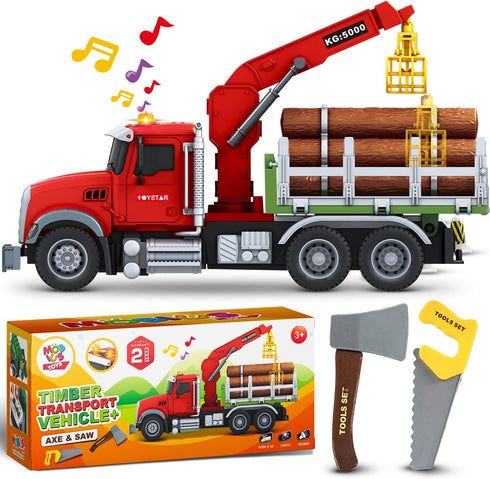Timber Log Truck Toys for Boys - Logging Trucks for Toddlers -