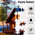 1000 Sunset 20x28 Lake Cabin Puzzles for Adults Pieces, Forest Landscape Jigsaw with Bonfire Lodge, Camping Scene