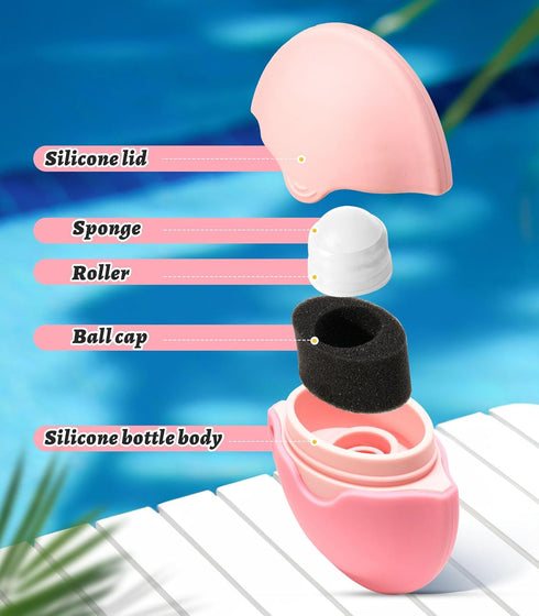 Sunscreen Applicator for Kids, Roll on Sponge Applicator for Sunscreen, Sunblock Buddy Brush Set, Pink
