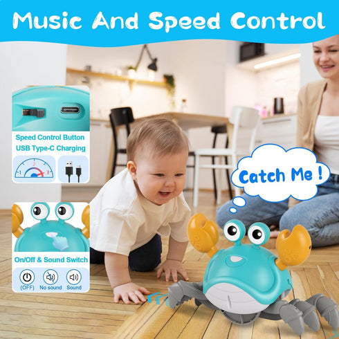 Tummy 6-12-18 3 4 5 6+ 1 2 3 Gigilli Crawling Crab Baby Toys, Time Baby Toys Month, Infant Learning Crawl Walking