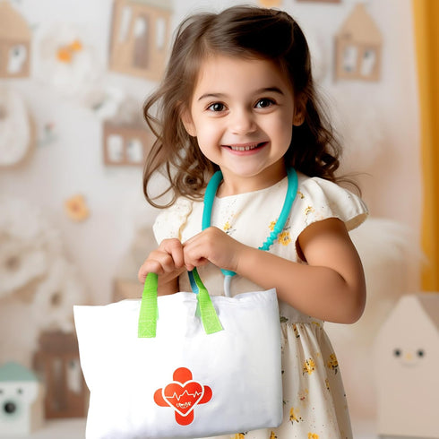 Veterinarian Kit for Kids, Pretend Play Doctor Set with Dog Toy and Tote Bag for Ages 3+