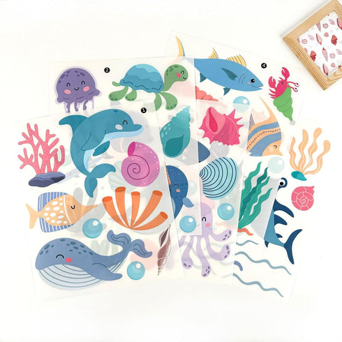 CELAENO Watercolor Ocean Animals Wall Decals - Peel and Stick Under the Sea Theme Wall Art for Kids Room, Bedroom