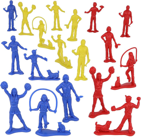 Tim Mee PEOPLE Play Figures - 18pc Playset in Yellow, Red, & Blue - Made in USA