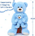 MorisMos Giant Teddy Bear 39 Inch, Soft Big Mommy and Baby Bear, Blue, Large Plush for Baby Shower, Valentine, Christmas