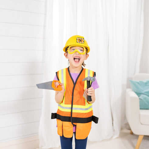 Set (6-Piece) (24-Piece) Melissa & Doug Construction Worker Costume with Deluxe Jumbo Cardboard Blocks