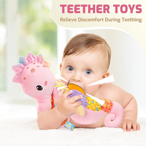 Tummy 0-3-6-12 Sumobaby Infant Baby Musical Stuffed Animal Activity Soft Toys with Multi-Sensory Crinkle, Rattle