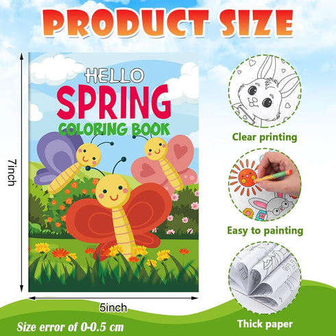 144 Set Fulmoon Pcs Spring Mini Coloring Books with Crayons Spring Small Coloring Books Bulk Easter Party Favor