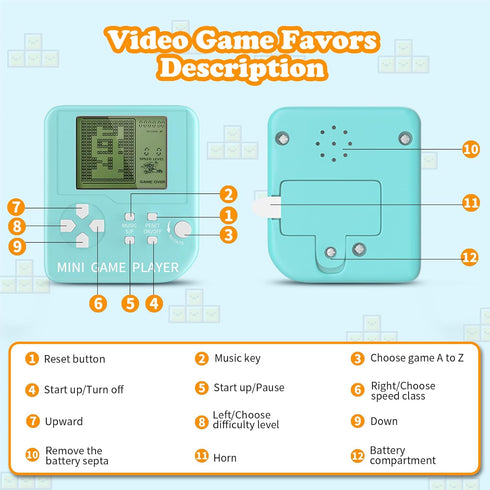 24PCS Video Game Party Favors, Video Game Keychain, 6 Colors, Bulk Party Supplies for Kids
