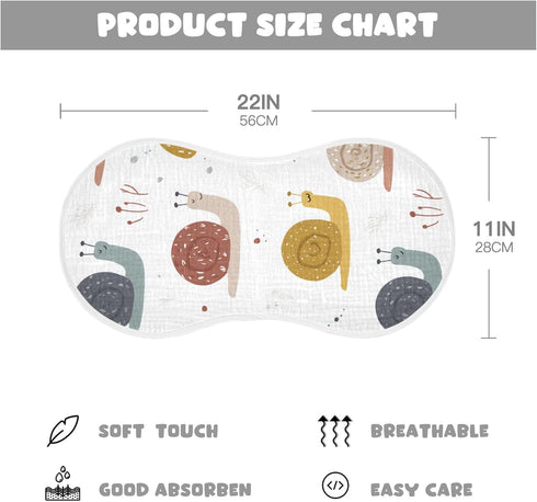 Mazeann 2 Pack Forest Cute Snail Burp Cloths Baby Boys Girls Absorbent Soft Cotton Burping Cloths Rags