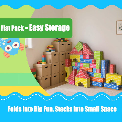 Cartboatoy 48-Pack 26/36/48 Cardboard Building Blocks for Kids: Jumbo Gifts Heavy Duty Develop Creative Thinking